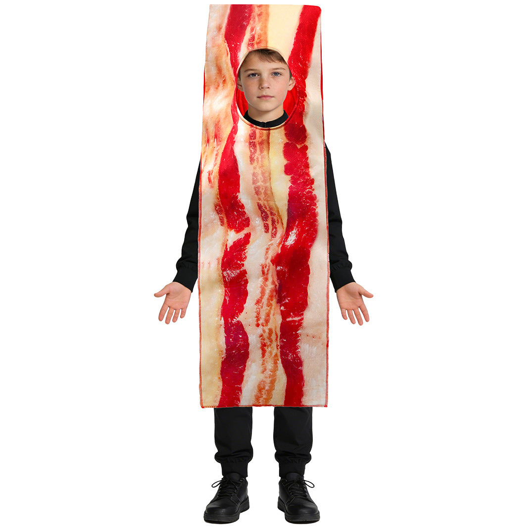 Children Bacon Cosplay Costume Halloween Outfit Party Performance Wear Food-Themed Halloween Children's Costume