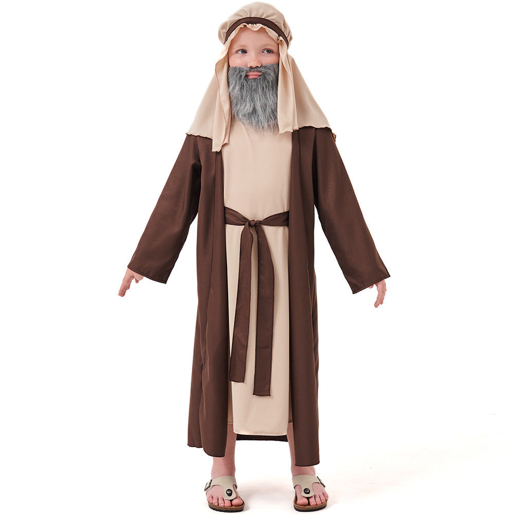 Brown Grandpa Halloween Costume Shepherd Elder Outfit