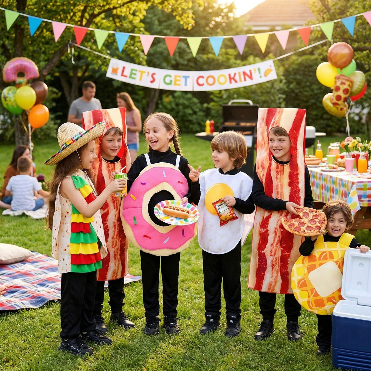 Children Bacon Cosplay Costume Halloween Outfit Party Performance Wear Food-Themed Halloween Children's Costume