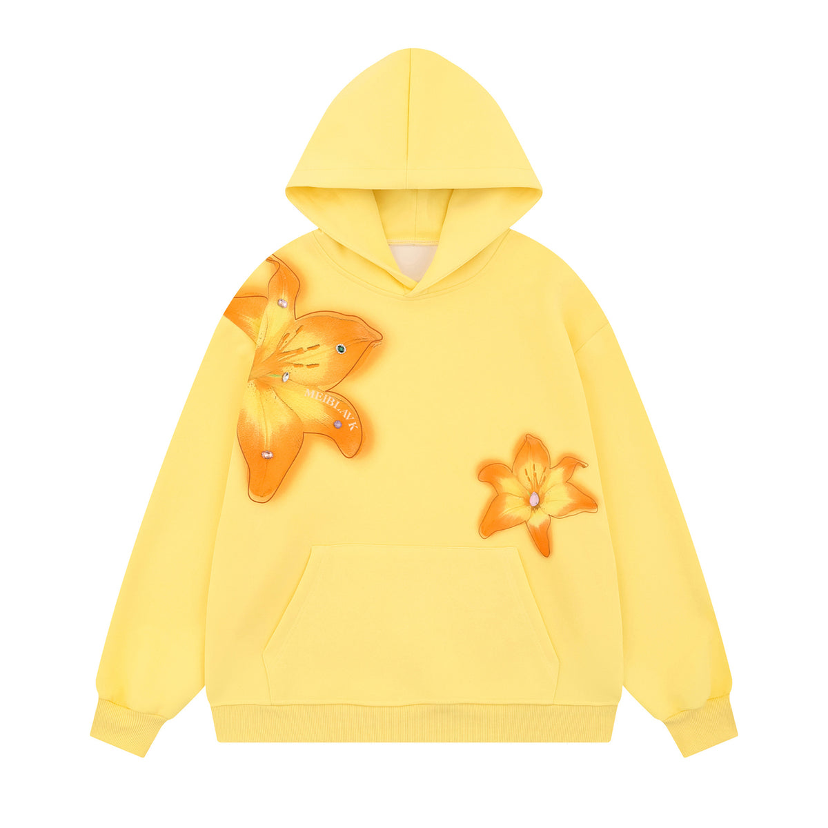 Flower decorated printed hoodie
