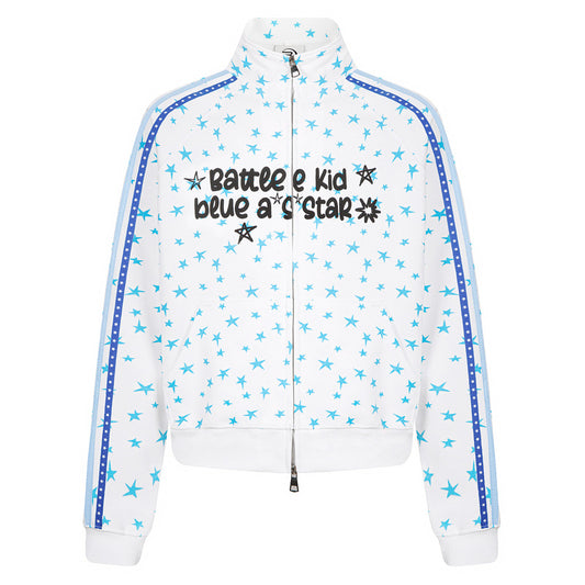 Pentagram full printed short jacket with parallel stripes