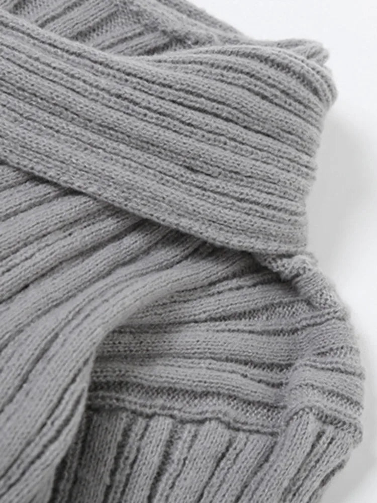 New Items Women's Irregular Knitted Sweater Spring Fashion Straight Shoulder Long Sleeves Pullovers Female