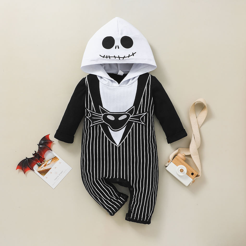 Baby Halloween Cosplay Costume Skeleton Hooded Romper