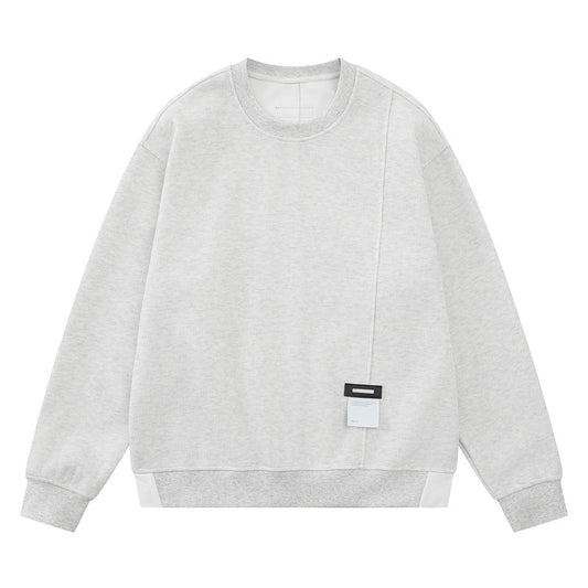 Patchwork off shoulder loose round neck top hoodie