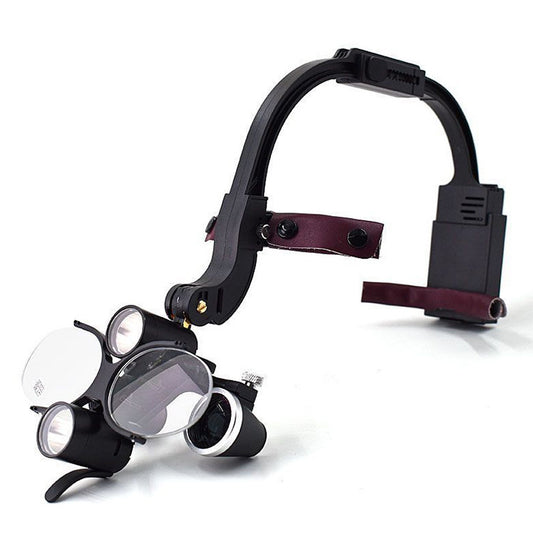 Ultra-Light Shadowless Dental Headlamp with Magnifier and Dual Batteries
