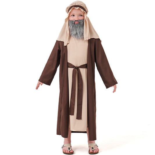 Brown Grandpa Halloween Costume Shepherd Elder Outfit
