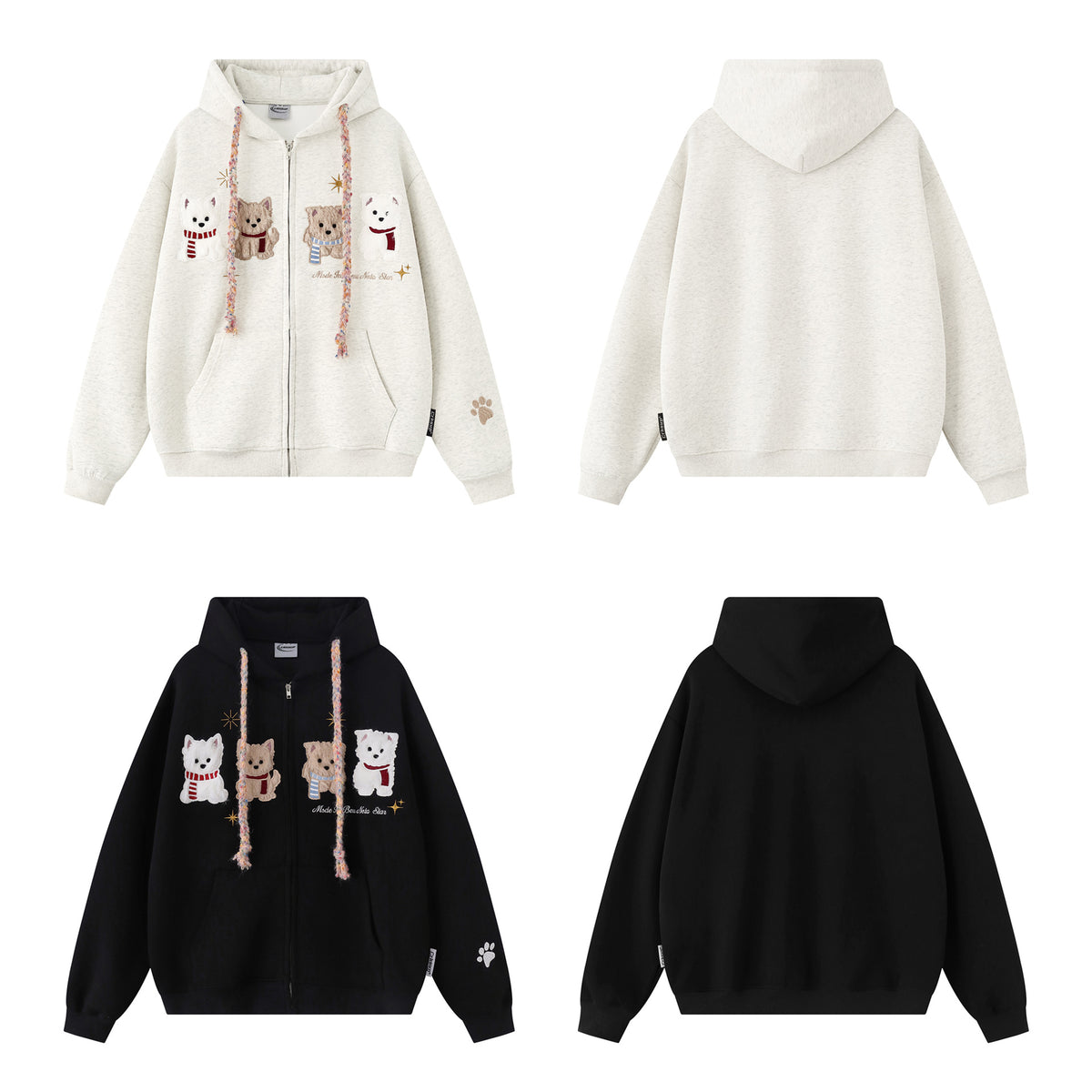 Dog patch embroidery cardigan sweatshirt