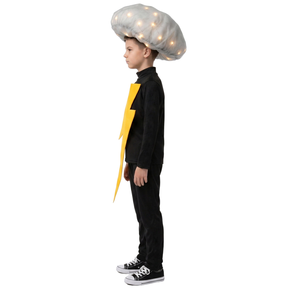 Children's Lightning Cosplay Costume with Light-Up Cloud Hoodie Bodysuit for Stage and Halloween LED Halloween