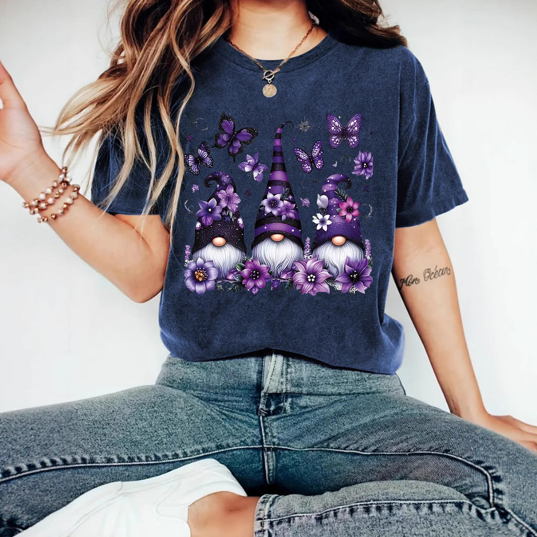 T-shirt purple magic hat Halloween print