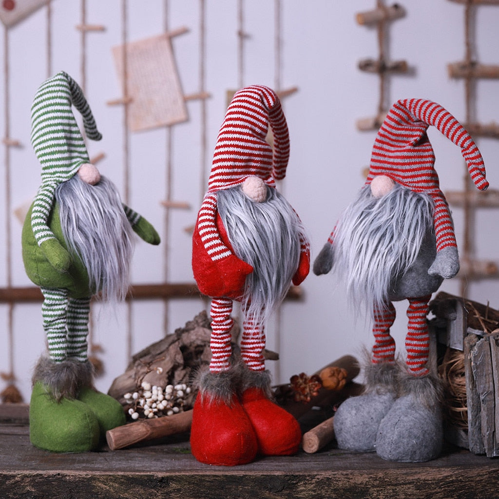 Xmas New Year Diy Christmas Striped Faceless Doll Standing Posture Doll Christmas Items Santa Claus Doll Decoration #15