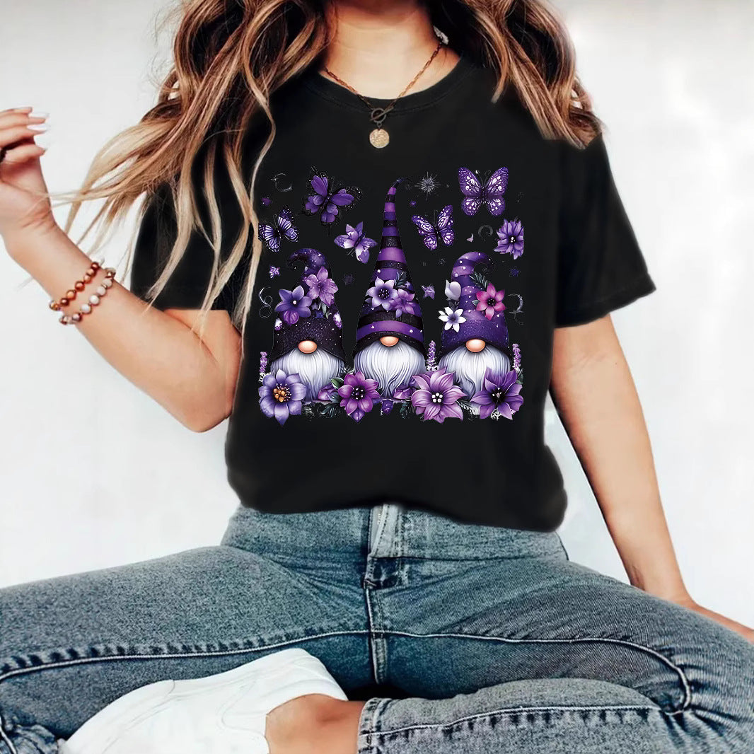 T-shirt purple magic hat Halloween print