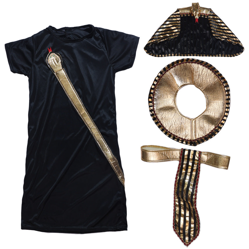 Halloween COS Costume Ancient Egyptian Clothes Pharaoh Costume Halloween Children's Party Performance Outfit