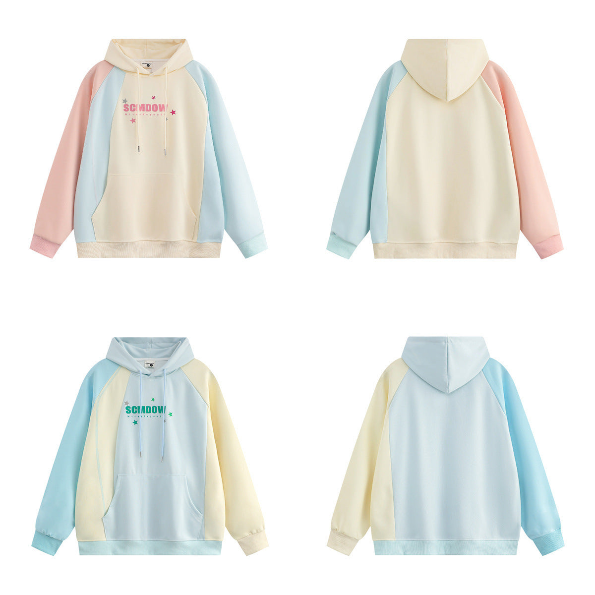 Color spliced hooded sweatshirt