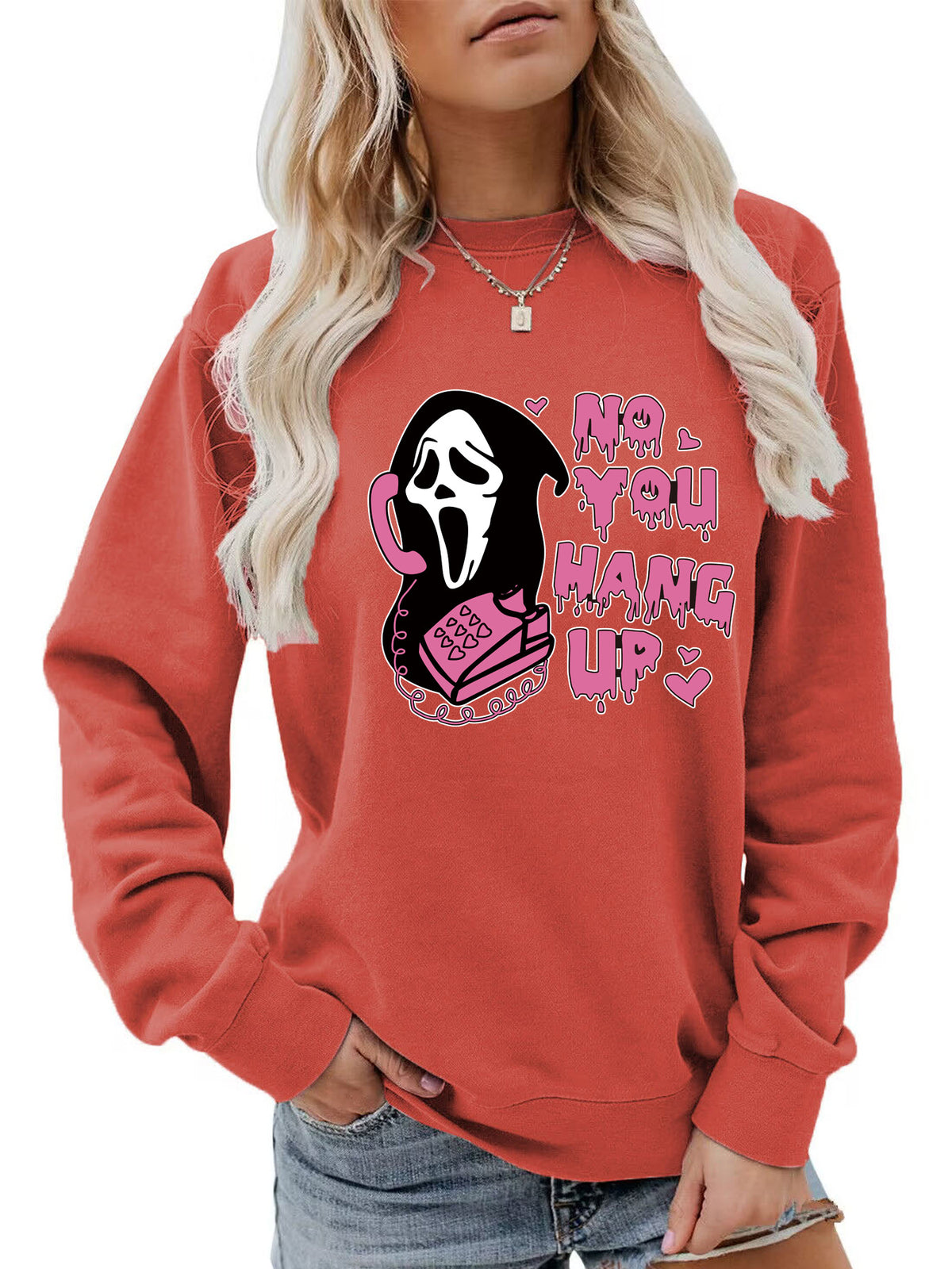 Back collar fleece hoodie round neck Halloween
