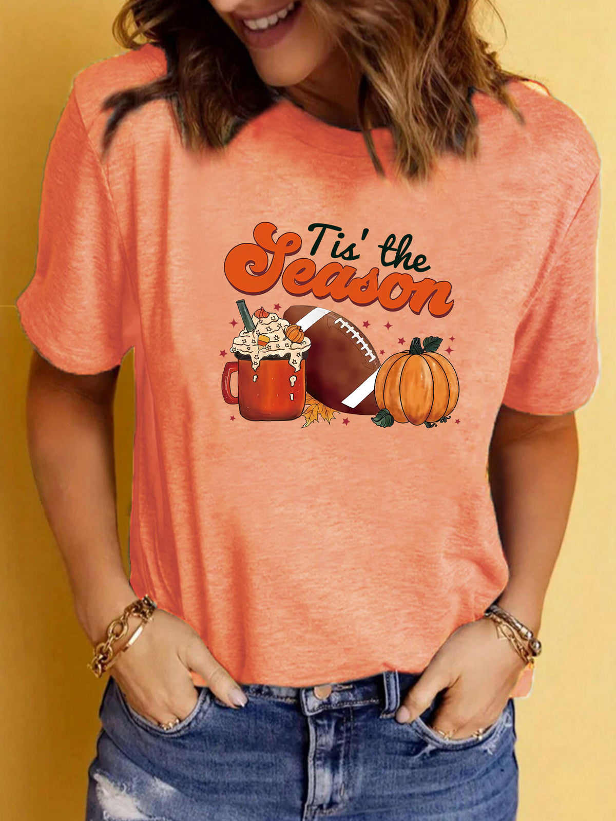 Halloween print round neck short sleeved shirt