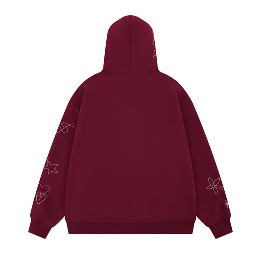 Cartoon embroidered hooded loose hoodie