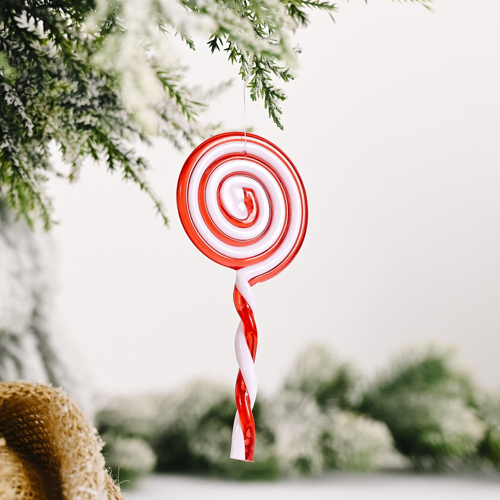 New Christmas Decorative Products Creative Red and White Candy Hangers Plastic Lollipop Hangers Simulated Candy