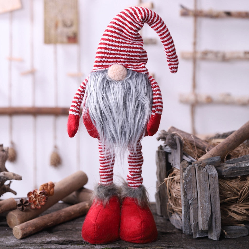 Xmas New Year Diy Christmas Striped Faceless Doll Standing Posture Doll Christmas Items Santa Claus Doll Decoration #15