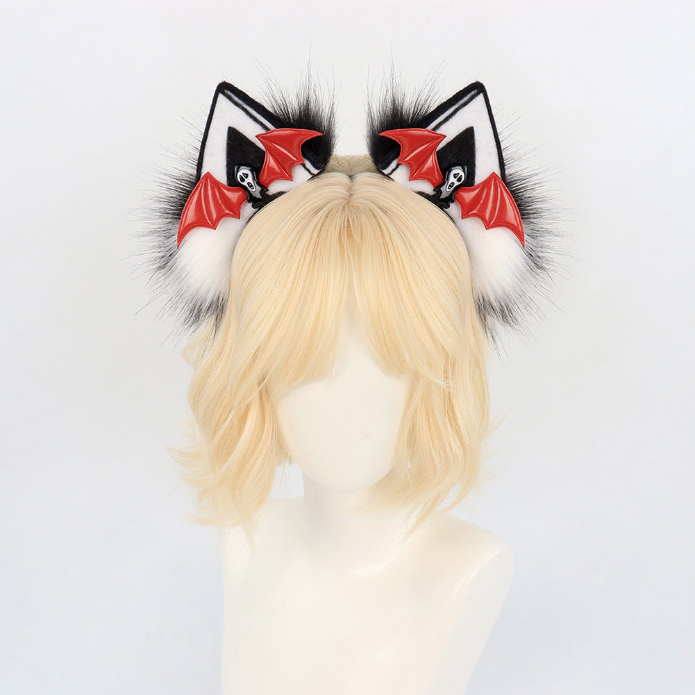 Halloween Cat Ear Headband Plush Faux Cat Ears Pumpkin Hair Accessory Lolita Live Streaming Halloween Prop
