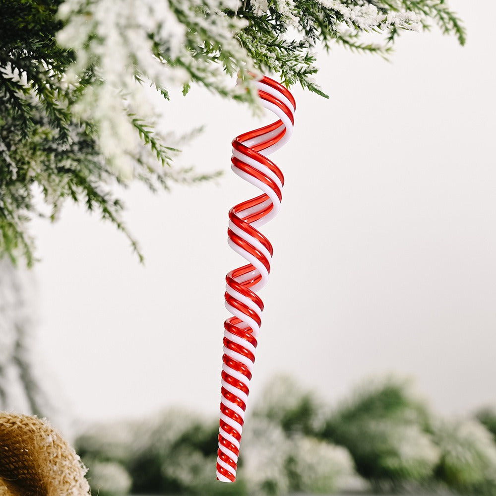 New Christmas Decorative Products Creative Red and White Candy Hangers Plastic Lollipop Hangers Simulated Candy