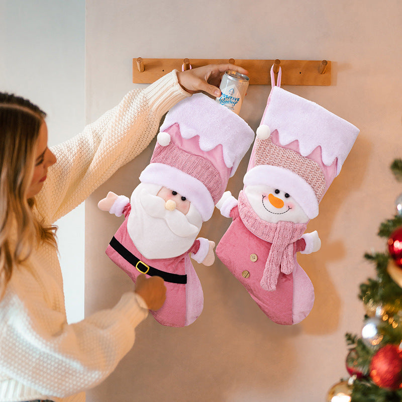 Christmas decoration products Nordic style Christmas socks Pink Santa Claus Christmas socks Gift bags Gift socks
