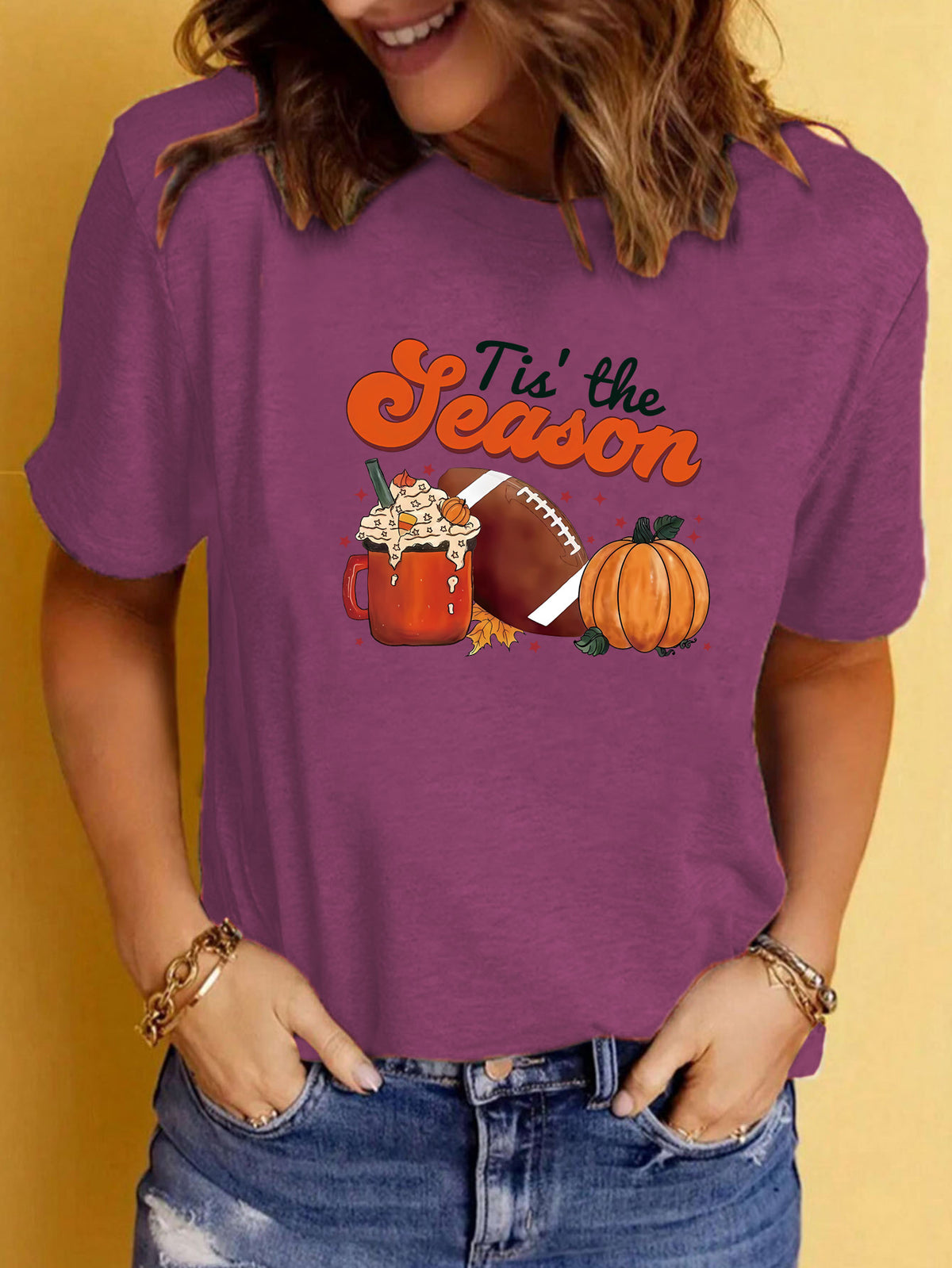 Halloween print round neck short sleeved shirt