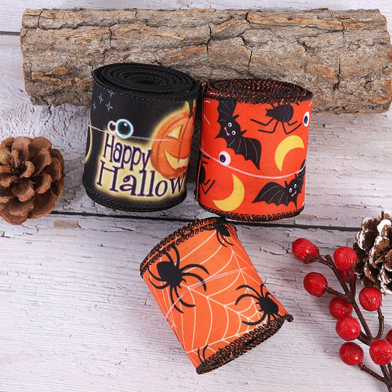 Creative Halloween spider print ribbon Halloween party decoration ribbon ribbon ribbon DIY decoration ribbon material