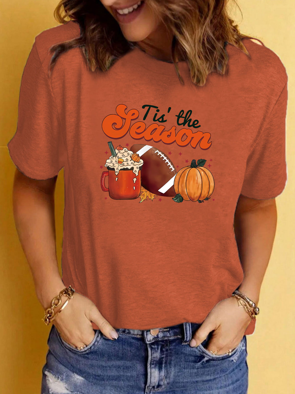 Halloween print round neck short sleeved shirt