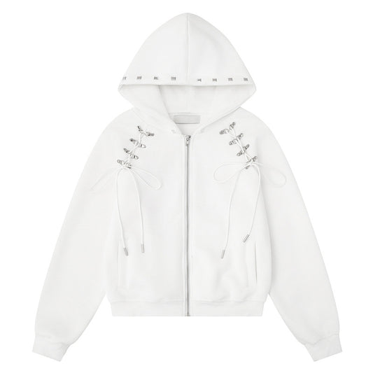 Double sided multi button tied bow casual jacket