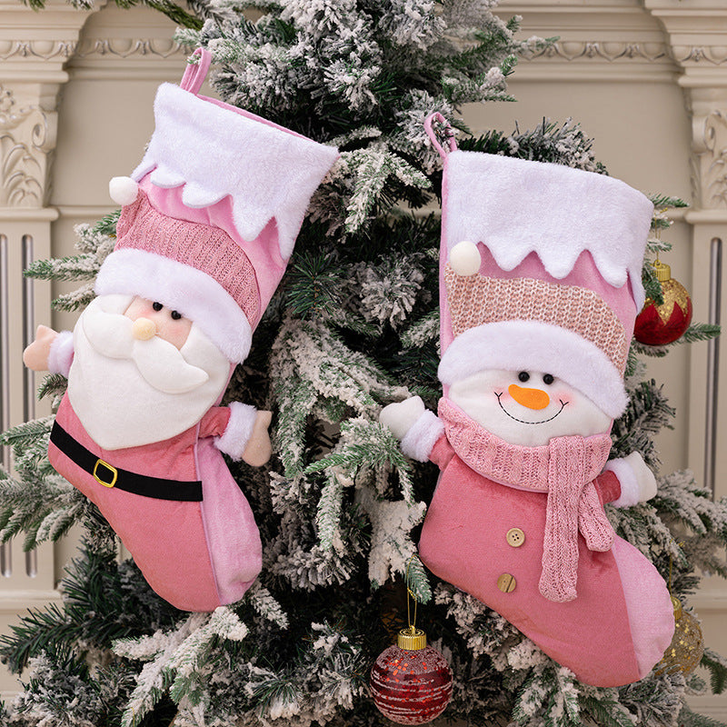 Christmas decoration products Nordic style Christmas socks Pink Santa Claus Christmas socks Gift bags Gift socks