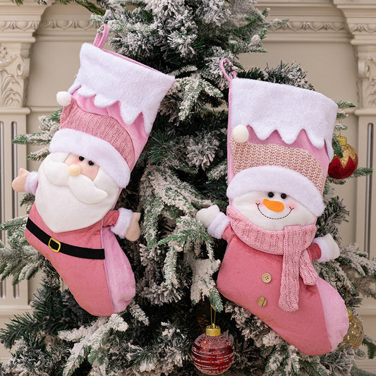 Christmas decoration products Nordic style Christmas socks Pink Santa Claus Christmas socks Gift bags Gift socks