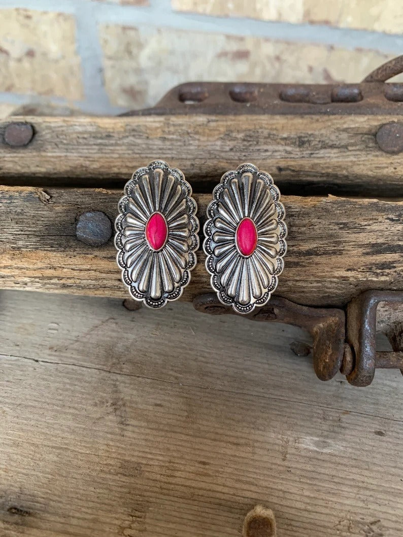 New European and American Products, Retro Bohemian Oval Turquoise Earrings, Exaggerated Personality, Womens Jewelry