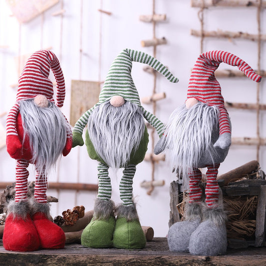 Xmas New Year Diy Christmas Striped Faceless Doll Standing Posture Doll Christmas Items Santa Claus Doll Decoration #15