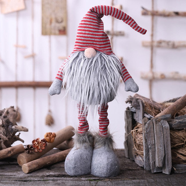 Xmas New Year Diy Christmas Striped Faceless Doll Standing Posture Doll Christmas Items Santa Claus Doll Decoration #15