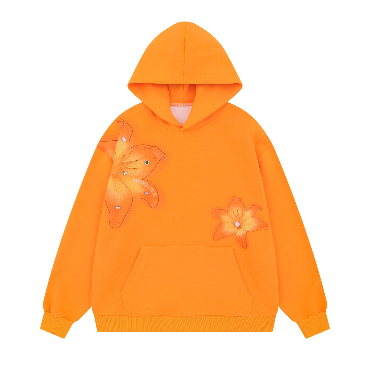Flower decorated printed hoodie