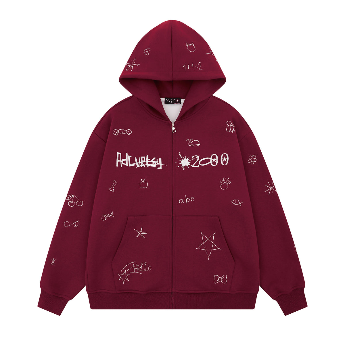 Cartoon embroidered hooded loose hoodie