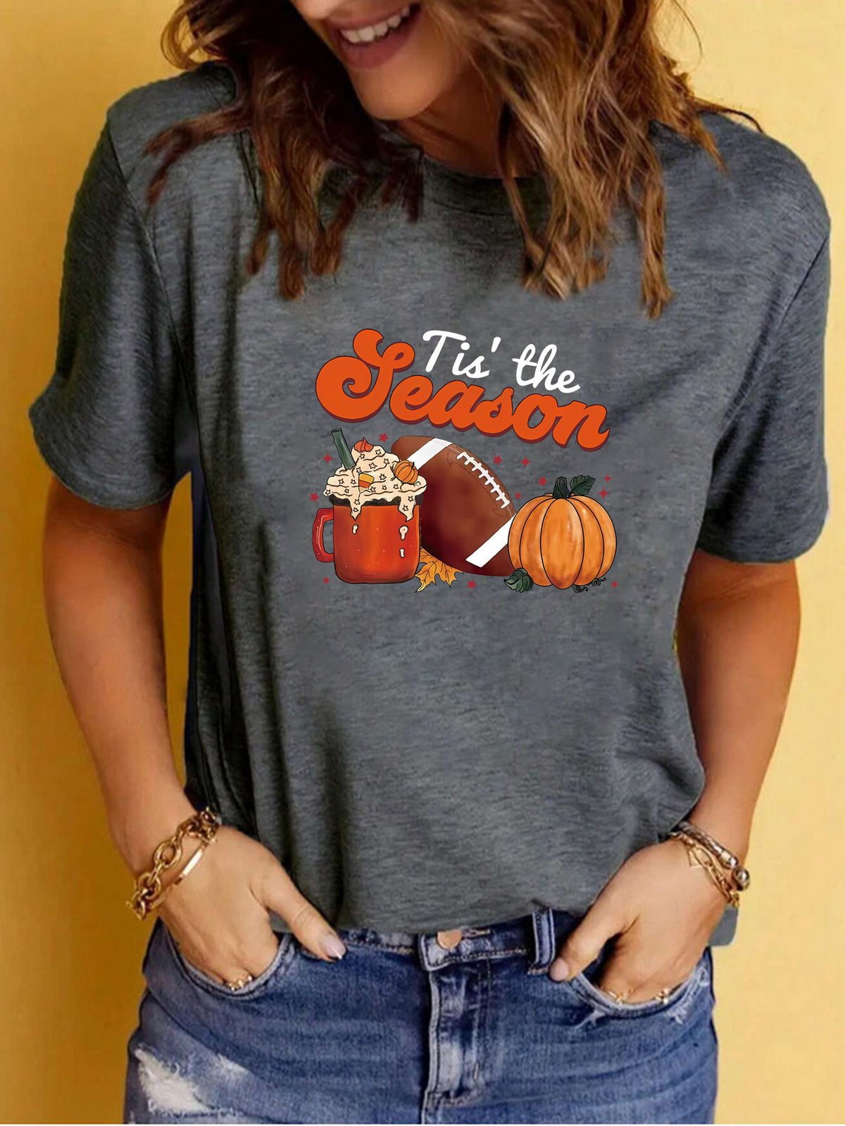 Halloween print round neck short sleeved shirt