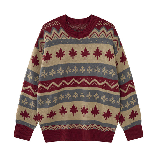 Pattern striped round neck sweater