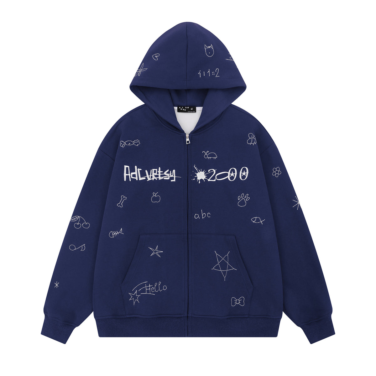 Cartoon embroidered hooded loose hoodie