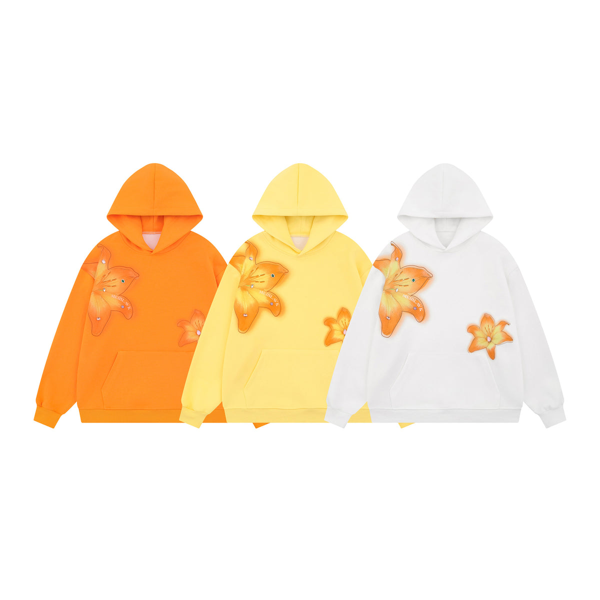 Flower decorated printed hoodie