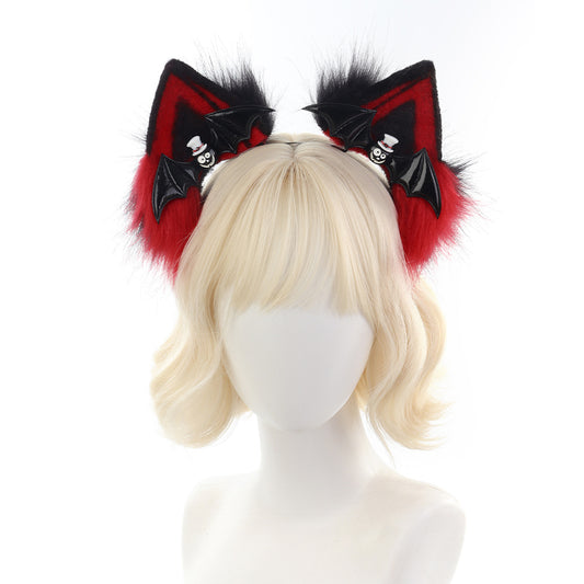 Halloween Cat Ear Headband Plush Faux Cat Ears Pumpkin Hair Accessory Lolita Live Streaming Halloween Prop