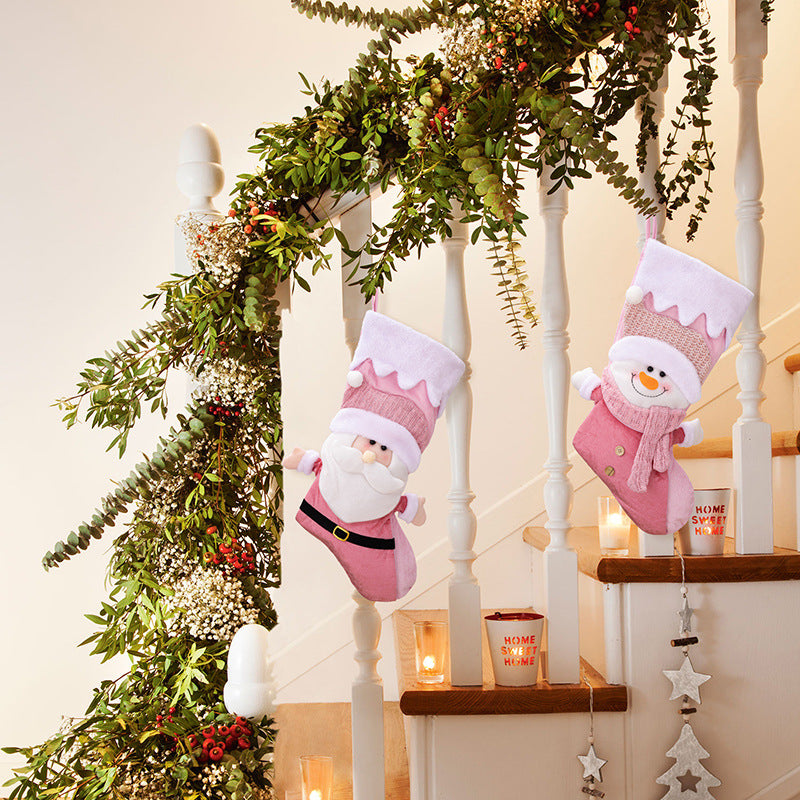 Christmas decoration products Nordic style Christmas socks Pink Santa Claus Christmas socks Gift bags Gift socks