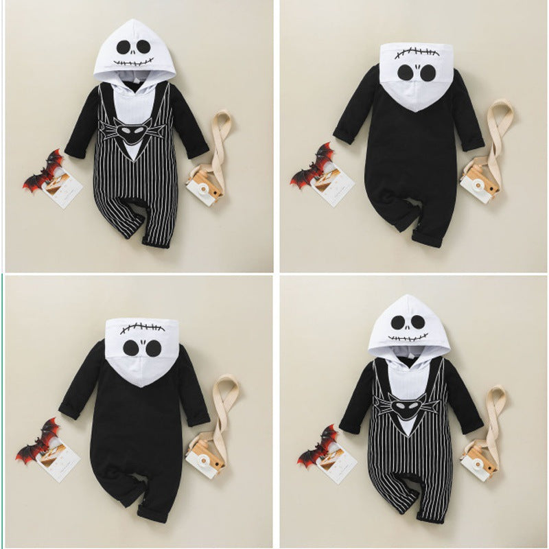 Baby Halloween Cosplay Costume Skeleton Hooded Romper