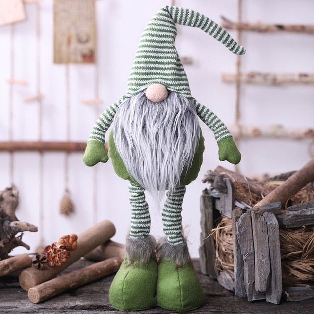 Xmas New Year Diy Christmas Striped Faceless Doll Standing Posture Doll Christmas Items Santa Claus Doll Decoration #15
