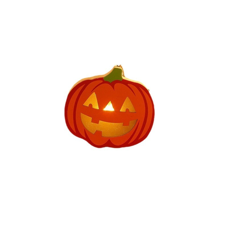 Halloween Decoration Pumpkin Lantern Wooden Skull Spider Halloween Scene Hanging Ornament Night Light
